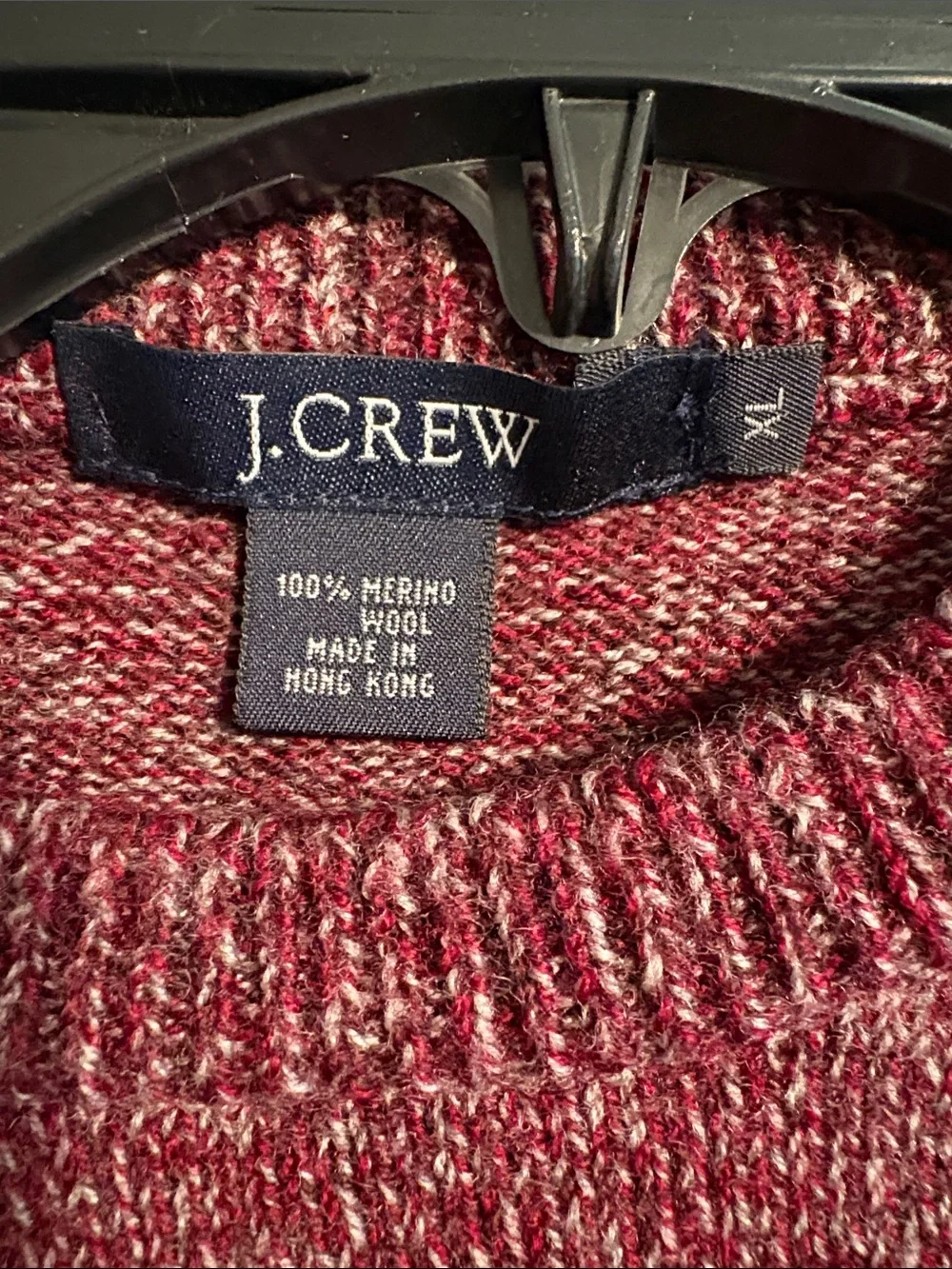 Vintage J. Crew Men’s Marled Wine Crewneck Sweater merino wool size XL red 90’s